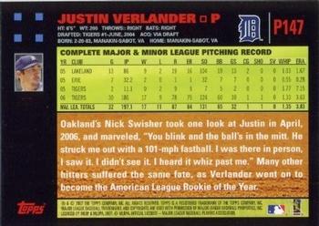 2007 Topps Pepsi #P147 Justin Verlander Back