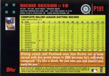 2007 Topps Pepsi #P191 Richie Sexson Back