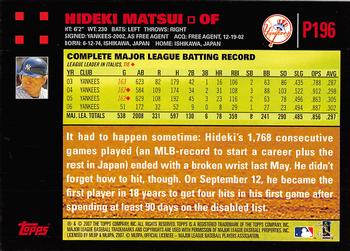 2007 Topps Pepsi #P196 Hideki Matsui Back