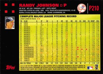 2007 Topps Pepsi #P210 Randy Johnson Back
