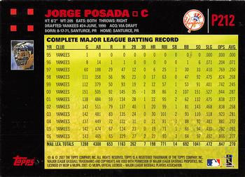 2007 Topps Pepsi #P212 Jorge Posada Back