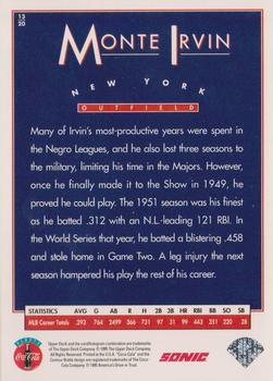 1995 Upper Deck Sonic Heroes of Baseball #13 Monte Irvin Back