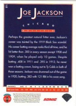 1995 Upper Deck Sonic Heroes of Baseball #17 Shoeless Joe Jackson Back