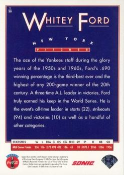 1995 Upper Deck Sonic Heroes of Baseball #1 Whitey Ford Back