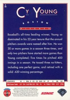 1995 Upper Deck Sonic Heroes of Baseball #2 Cy Young Back