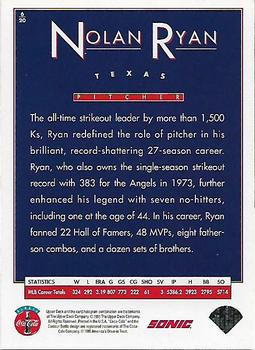 1995 Upper Deck Sonic Heroes of Baseball #6 Nolan Ryan Back