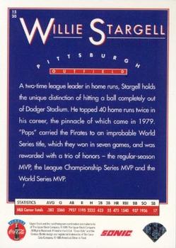 1995 Upper Deck Sonic Heroes of Baseball #15 Willie Stargell Back