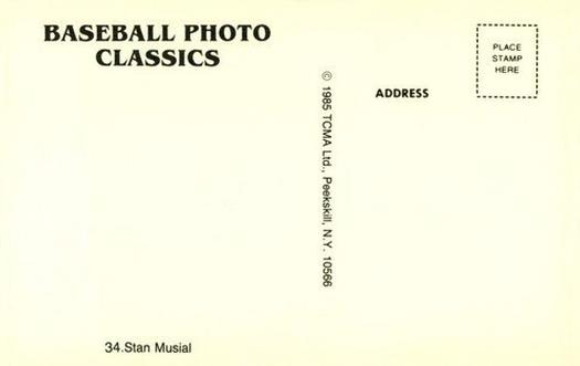 1985 TCMA Photo Classics #34 Stan Musial Back