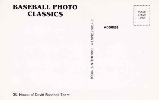 1985 TCMA Photo Classics #30 House of David baseball team Back