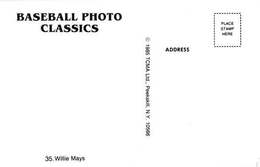 1985 TCMA Photo Classics #35 Willie Mays Back