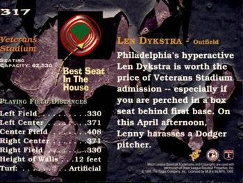 1995 Stadium Club - Members Only #317 Len Dykstra Back