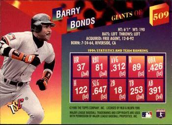 1995 Stadium Club - Members Only #509 Barry Bonds Back