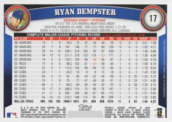 2011 Topps Opening Day #17 Ryan Dempster Back