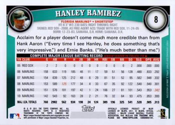 2011 Topps Opening Day #8 Hanley Ramirez Back