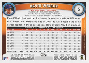 2011 Topps Opening Day #5 David Wright Back