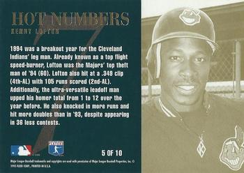 1995 Flair - Hot Numbers #5 Kenny Lofton Back