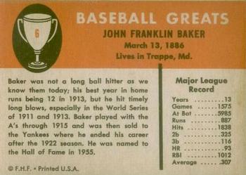 1961 Fleer Baseball Greats (F418-3) #6 Home Run Baker Back