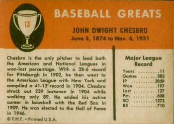 1961 Fleer Baseball Greats (F418-3) #13 Jack Chesbro Back