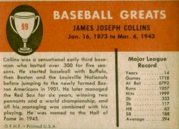 1961 Fleer Baseball Greats (F418-3) #99 Jimmy Collins Back