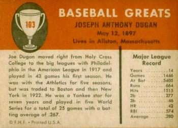 1961 Fleer Baseball Greats (F418-3) #103 Joe Dugan Back