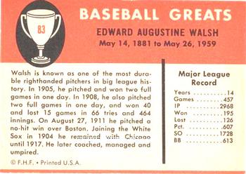 1961 Fleer Baseball Greats (F418-3) #83 Big Ed Walsh Back