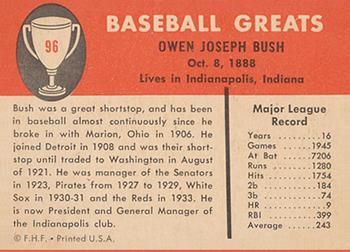 1961 Fleer Baseball Greats (F418-3) #96 Donie Bush Back
