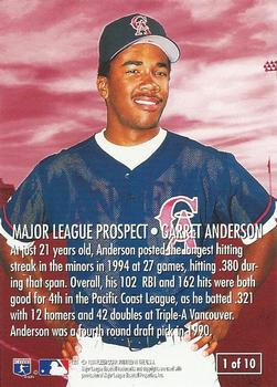 1995 Fleer - Major League Prospects #1 Garret Anderson Back