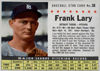 1961 Post Cereal (F278-33) #38 Frank Lary Front