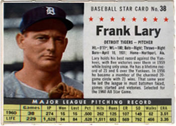 1961 Post Cereal (F278-33) #38 Frank Lary Front