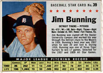 1961 Post Cereal (F278-33) #39 Jim Bunning Front
