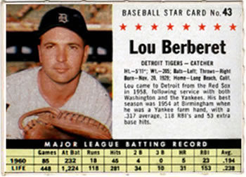 1961 Post Cereal (F278-33) #43 Lou Berberet Front