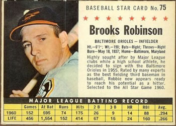 1961 Post Cereal (F278-33) #75 Brooks Robinson Front