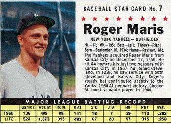 1961 Post Cereal (F278-33) #7 Roger Maris Front