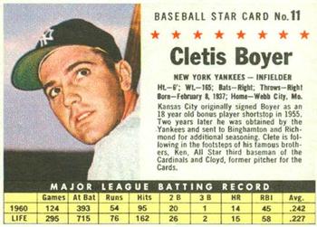 1961 Post Cereal (F278-33) #11 Cletis Boyer Front