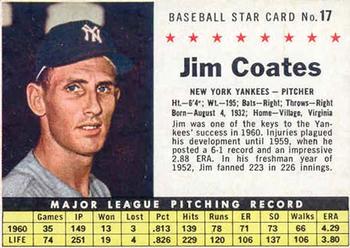 1961 Post Cereal (F278-33) #17 Jim Coates Front