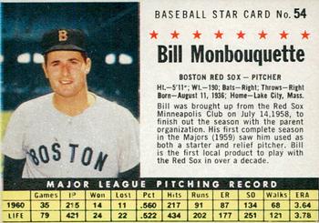 1961 Post Cereal (F278-33) #54 Bill Monbouquette Front