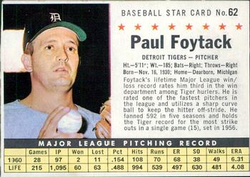 1961 Post Cereal (F278-33) #62 Paul Foytack Front