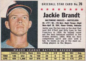 1961 Post Cereal (F278-33) #76 Jackie Brandt Front