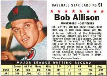 1961 Post Cereal (F278-33) #91 Bob Allison Front