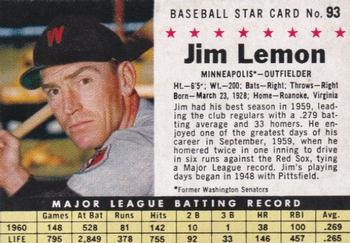 1961 Post Cereal (F278-33) #93 Jim Lemon Front