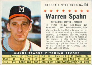 1961 Post Cereal (F278-33) #101 Warren Spahn Front