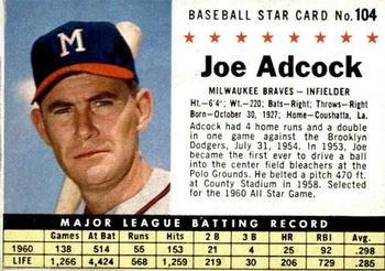1961 Post Cereal (F278-33) #104 Joe Adcock Front