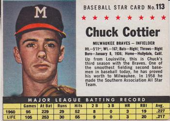 1961 Post Cereal (F278-33) #113 Chuck Cottier Front