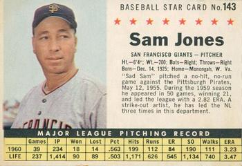 1961 Post Cereal (F278-33) #143 Sam Jones Front