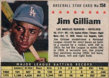 1961 Post Cereal (F278-33) #158 Jim Gilliam Front
