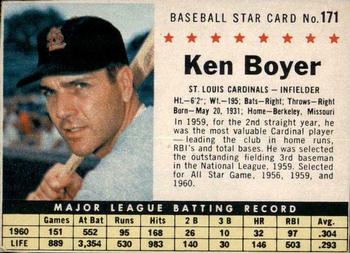 1961 Post Cereal (F278-33) #171 Ken Boyer Front