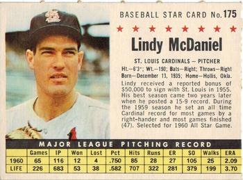 1961 Post Cereal (F278-33) #175 Lindy McDaniel Front