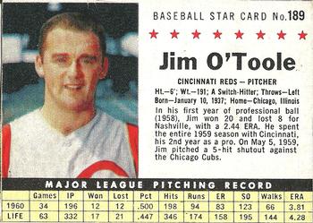 1961 Post Cereal (F278-33) #189 Jim O'Toole Front