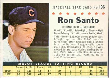 1961 Post Cereal (F278-33) #196 Ron Santo Front
