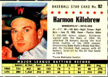 1961 Post Cereal (F278-33) #92 Harmon Killebrew Front